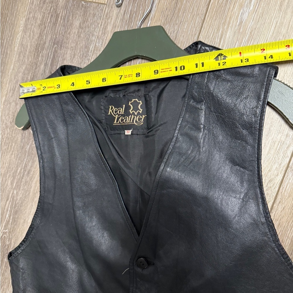 Real Leather Black Vest ( measurements posted - Picture 5 of 10